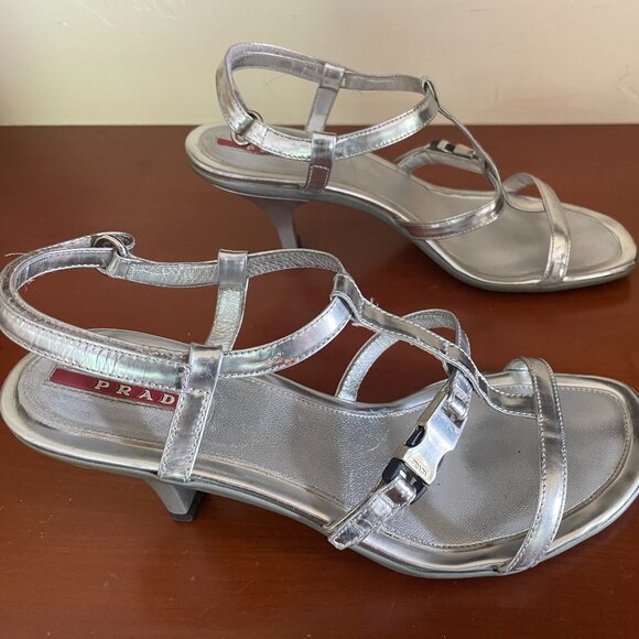 Prada silver sandals, size 7 - Picture 2 of 5